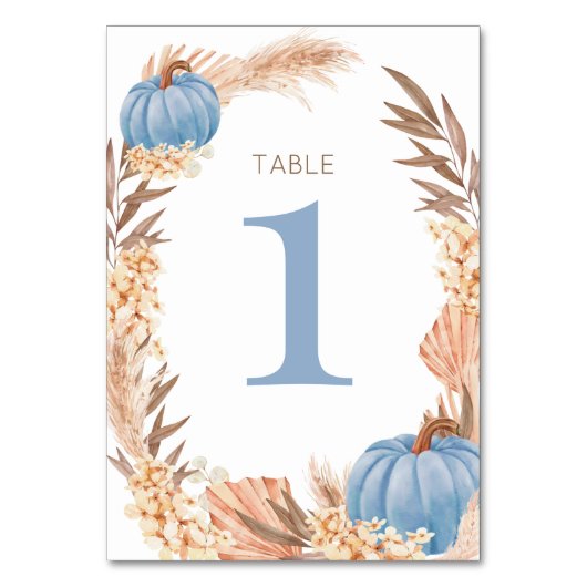 Numéro De Table Boho Pampas blue Pumpkin Table number (Dos)