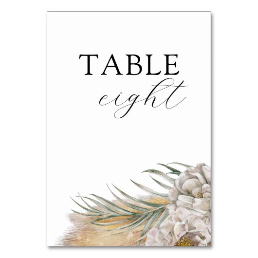 Numéro De Table Boho Pampas Grass Wedding Table Number (Dos)