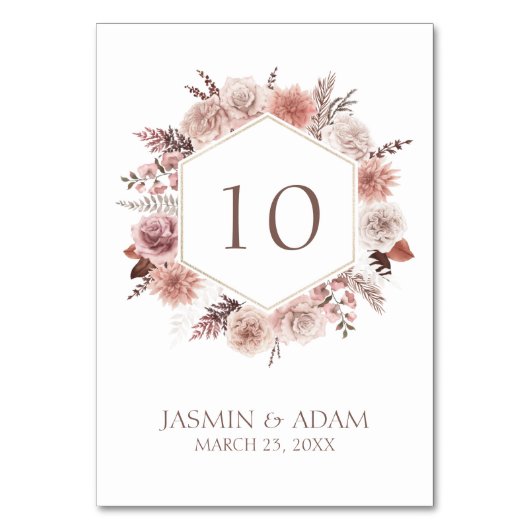 Numéro De Table Boho Pampas Neutral Floral Mariage (Par défaut)