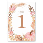 Numéro De Table Boho Pampas pink  Pumpkin Table number (Dos)