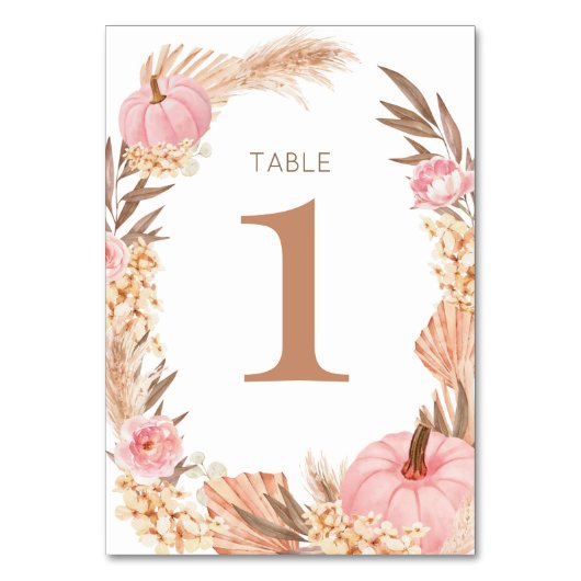 Numéro De Table Boho Pampas pink  Pumpkin Table number (Par défaut)