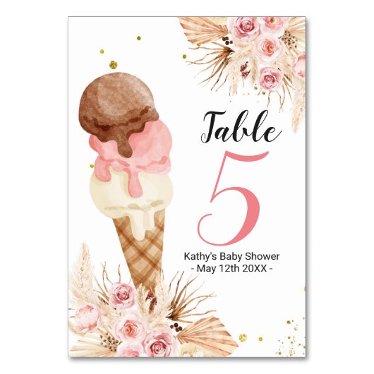 Numéro De Table Boho Pampas Safari Animaux Modern Table Numéro (Dos)
