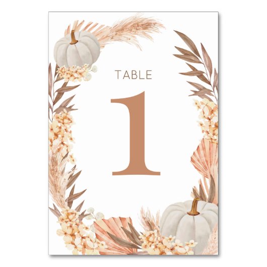 Numéro De Table Boho Pampas white Pumpkin Table number (Dos)