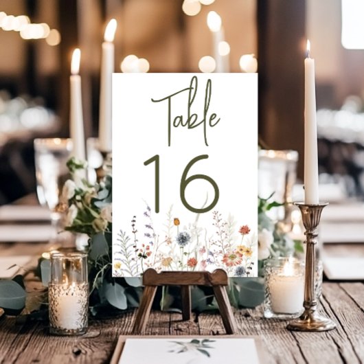 Numéro De Table Boho Pastel Fleur sauvage Moderne Floral Mariage