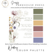 Numéro De Table Boho Pastel Fleur sauvage Moderne Floral Mariage