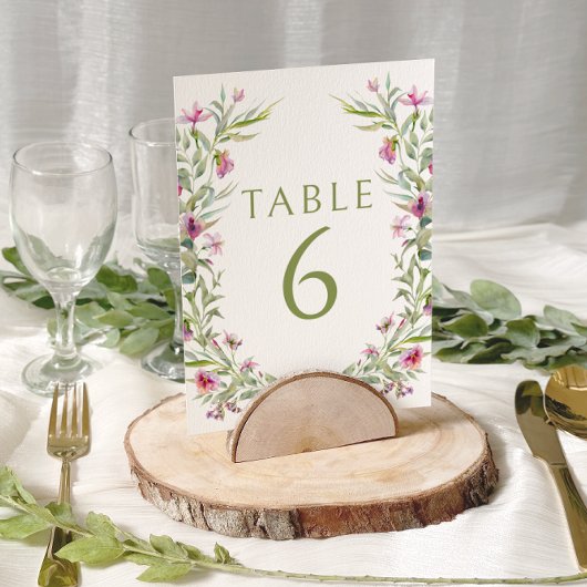 Numéro De Table Boho Purple Fleurs Vert Mariage Numéros de tableau