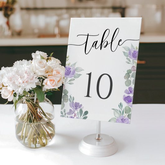Numéro De Table Boho Purple Floral Wedding