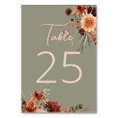Numéro De Table Boho Rust & Chute Neutre Sage Floral Vert (Dos)