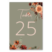 Numéro De Table Boho Rust & Chute Neutre Sage Floral Vert (Par défaut)