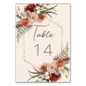 Numéro De Table Boho Rust & Crème Neutre Automne Mariage floral (Dos)