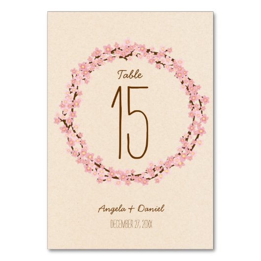 Numéro De Table Boho Rustic Cherry Blossom Mariage de couronne (Par défaut)