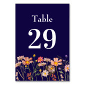 Numéro De Table Boho Rustic Fleur sauvage Floral Navy Blue Mariage (Dos)