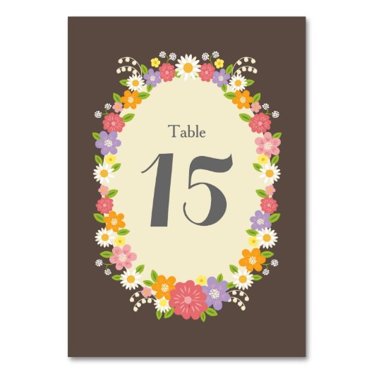 Numéro De Table Boho Rustic Floral Mariage (Dos)