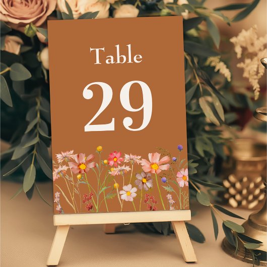 Numéro De Table Boho Rustic Floral Mariage de automne
