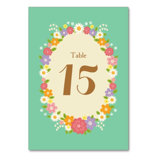 Numéro De Table Boho Rustic Floral Wreath Mariage (Monnaie) (Par défaut)