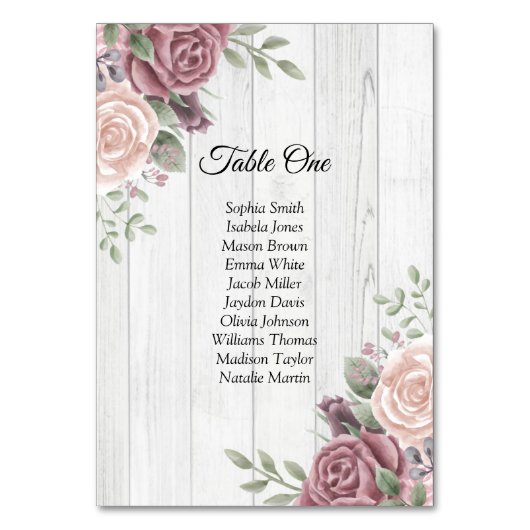 Numéro De Table Boho Rustique Boho Dusty Rose Floral Numéro de tab (Par défaut)