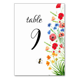 Numéro De Table Boho Rustique Fleur sauvage aquarelle Mariage flor
