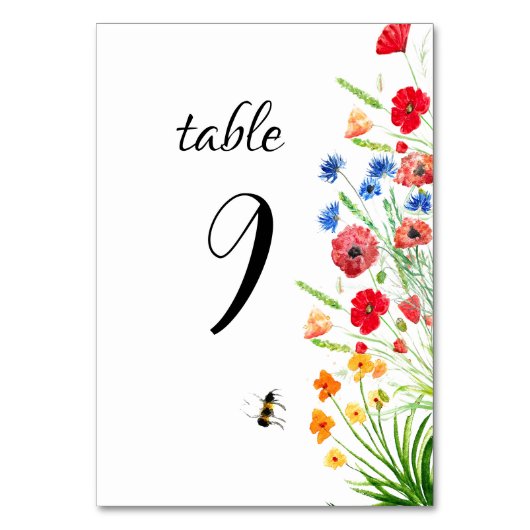 Numéro De Table Boho Rustique Fleur sauvage aquarelle Mariage flor (Par défaut)