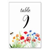 Numéro De Table Boho Rustique Fleur sauvage aquarelle Mariage flor (Dos)