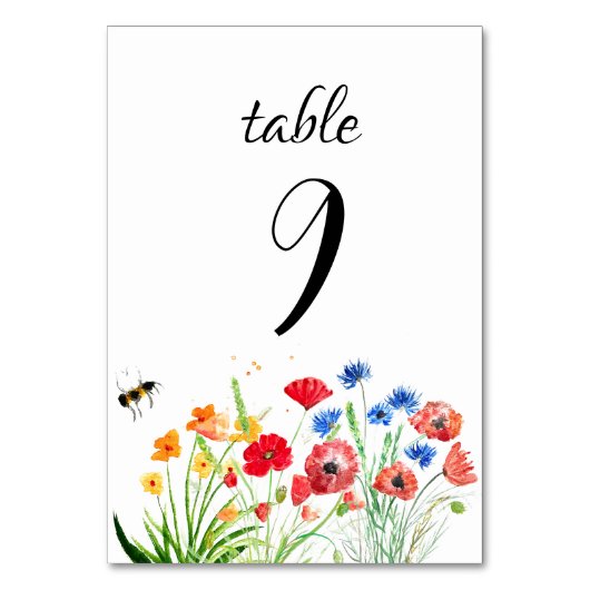 Numéro De Table Boho Rustique Fleur sauvage aquarelle Mariage flor (Par défaut)