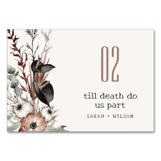 Numéro De Table Boho Rustique rouille gothique Mariage botanique n (Dos)