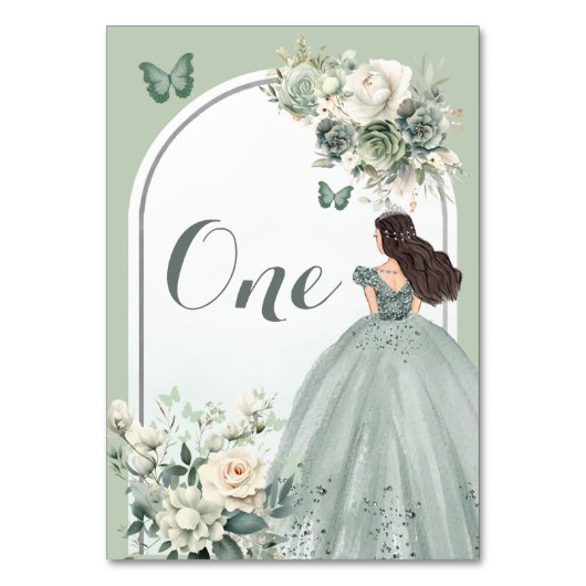 Numéro De Table Boho Sage Vert Floral Quinceañera (Dos)