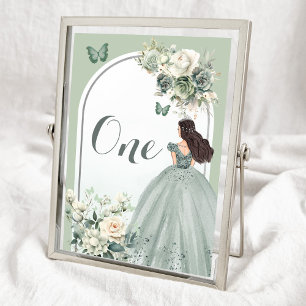 Numéro De Table Boho Sage Vert Floral Quinceañera