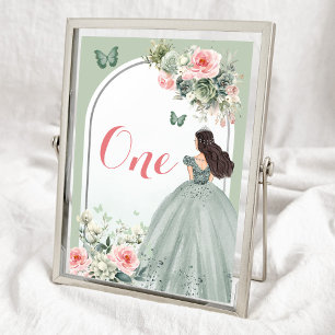 Numéro De Table Boho Sage Vert rose Floral Quinceañera