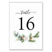 Numéro De Table Boho Script hiver verdure Mariage À feuillage pers (Dos)