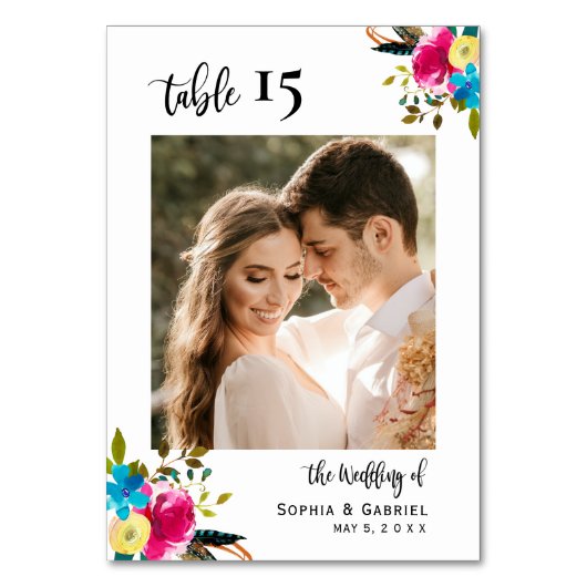 Numéro De Table Boho Script Mariage Numéros de tableau double face (Par défaut)