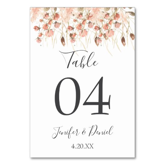 Numéro De Table Boho séché aquarelle Mariage floral (Par défaut)