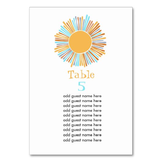 Numéro De Table Boho Sun Retro Boho Sunshine (Par défaut)