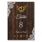 Numéro De Table Boho Sunflowers Antlers Wood Mariage NUMÉRO DE TAB (Dos)