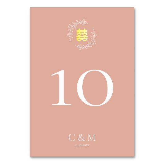 Numéro De Table Boho teintée feuille rose wreath moderne mariage c (Dos)