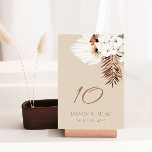 Numéro De Table Boho Terracotta Beige Pampas Grass Mariage Floral