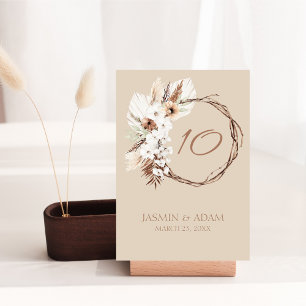 Numéro De Table Boho Terracotta Beige séché Floral Mariage Wreath