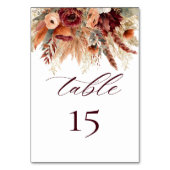 Numéro De Table Boho Terracotta Bourgogne Florales Pampas Grass (Par défaut)