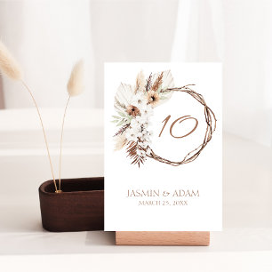 Numéro De Table Boho Terracotta Brown séché fleuri Mariage