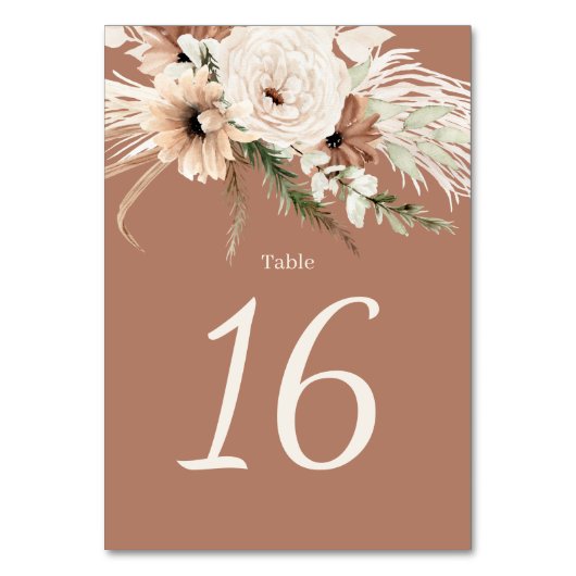Numéro De Table Boho Terracotta Mariage Numéros de tableau (Par défaut)