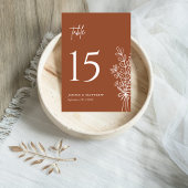 Numéro De Table Boho Terracotta Orange Brûlé Mariage Rustique