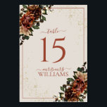 Numéro De Table Boho Terracotta Verdure Floral Mariage<br><div class="desc">Créez le cadre de réception boho parfait ! Nous aimons ce numéro de table mariage en terre cuite moderne et tendance ! Simple, élégant et oh-so-joli, il est composé de fleurs d'aquarelle séchée en terre cuite et verte, typographie manuscrite "menu" et fausse poussière d'or. Merci tellement pour soutenir notre petite...</div>