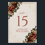 Numéro De Table Boho Terracotta Verdure Floral Mariage<br><div class="desc">Créez le cadre de réception boho parfait ! Nous aimons ce numéro de table mariage en terre cuite moderne et tendance ! Simple, élégant et oh-so-joli, il est composé de fleurs d'aquarelle séchée en terre cuite et verte, typographie manuscrite "menu" et fausse poussière d'or. Merci tellement pour soutenir notre petite...</div>