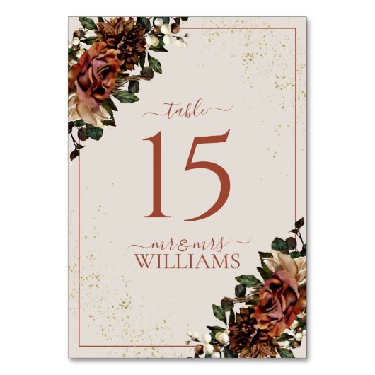 Numéro De Table Boho Terracotta Verdure Floral Mariage (Par défaut)