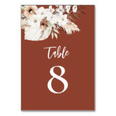 Numéro De Table boho terre cuite fleurs blanches (Dos)