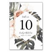 Numéro De Table Boho Tropical Floral | Personnalisé (Dos)