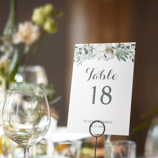 Numéro De Table Boho Verdure Aquarelle Eucalyptus Mariage