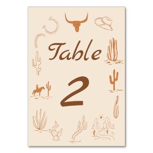 Numéro De Table Boho Western Cowboy Mariage d'illustration (Par défaut)