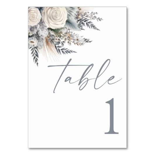 Numéro De Table Boho White Rose Floral Mariage Jardin (Par défaut)
