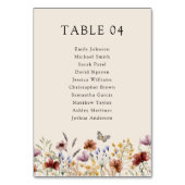 Numéro De Table Boho Wildflower (Dos)