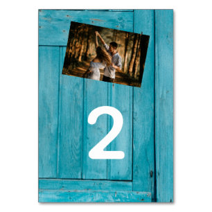 Numéro De Table Bois Bleu Rustique 2 Photos Mariage
